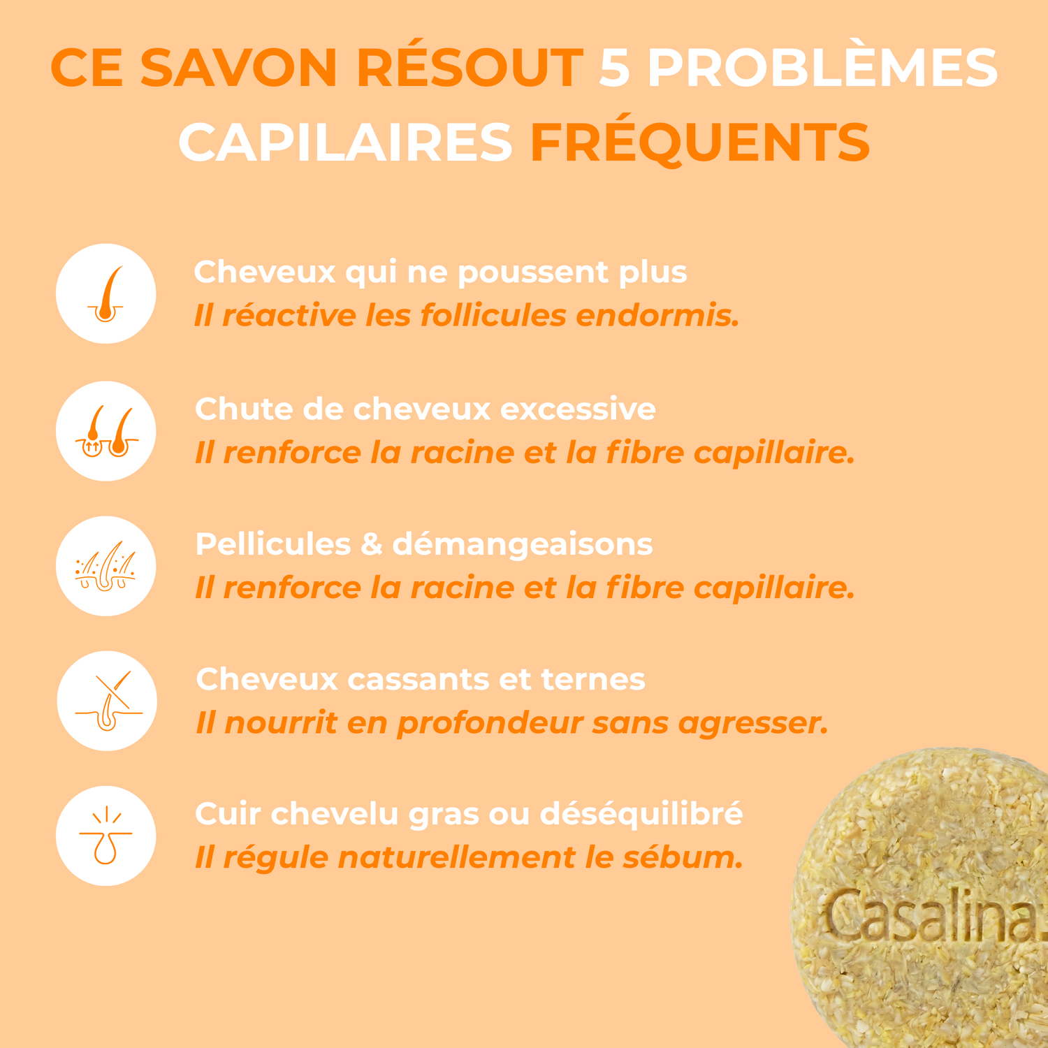 Shampoing Solide Anti chute & Pousse de cheveux